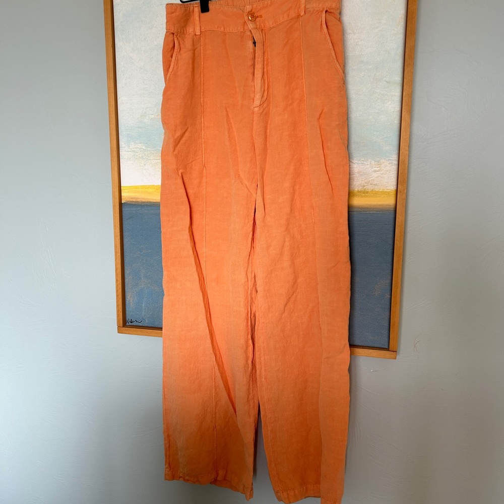 Young Fabulous & Broke Orange Wide Leg Pants Structured Design - Picture 2 of 4